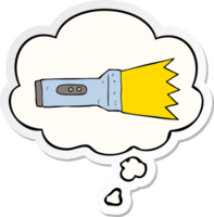 cartoon torch with thought bubble as a printed sticker png