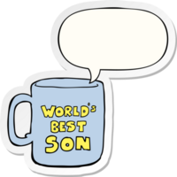 worlds best son mug with speech bubble sticker png