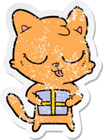 distressed sticker of a cute cartoon cat png