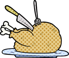 cartoon cooked turkey being carved png