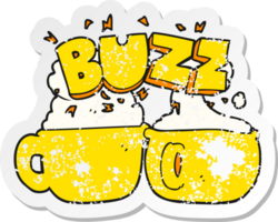 retro distressed sticker of a cartoon coffee cups png