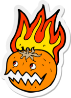 pegatina de una calabaza llameante de dibujos animados png