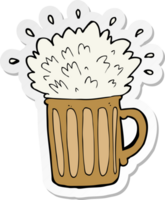 sticker of a cartoon frothy beer png