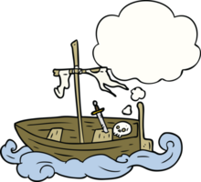 cartoon old boat with thought bubble png