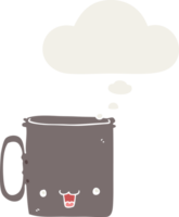 cartoon cup with thought bubble in retro style png