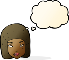 cartoon annoyed female face with thought bubble png