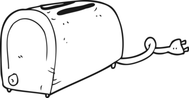 hand drawn black and white cartoon toaster png