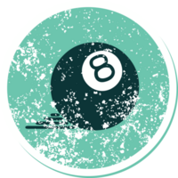 iconic distressed sticker tattoo style image of 8 ball png