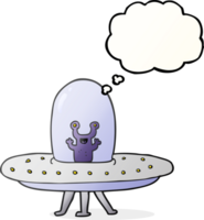 hand drawn thought bubble cartoon flying saucer png