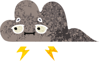 retrò illustrazione stile cartone animato di un' tempesta nube png