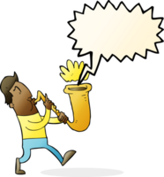 cartoon man blowing saxophone with speech bubble png