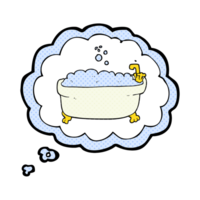 hand drawn thought bubble cartoon bathtub png