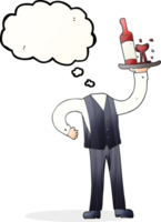 hand drawn thought bubble cartoon headless waiter add own photos png