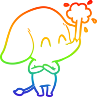 regenboog helling lijn tekening van een schattig tekenfilm olifant spuiten water png