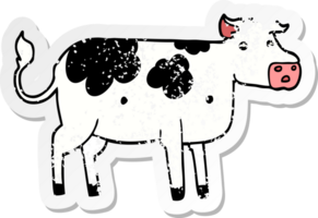 distressed sticker of a cartoon cow png