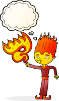 fire spirit cartoon with thought bubble png