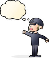 cartoon security guy with thought bubble png