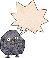 cartoon rock with speech bubble in retro texture style png