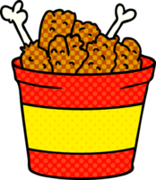 mão desenhado desenho animado rabisco balde do frito frango png
