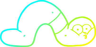 cold gradient line drawing of a cartoon worm png