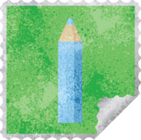 blauer Farbbleistift grafischer quadratischer Aufkleberstempel png