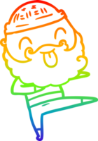 rainbow gradient line drawing of a man with beard sticking out tongue png