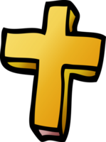 Cartoon-Doodle-Goldkreuz png