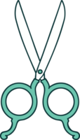 iconic tattoo style image of barber scissors png