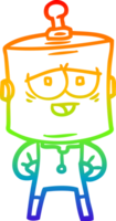 rainbow gradient line drawing of a cartoon robot png
