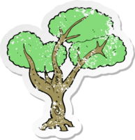 retro nödställd klistermärke av ett tecknat träd png