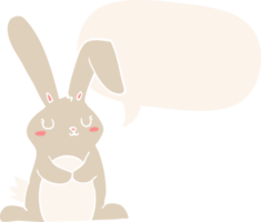 dessin animé lapin avec discours bulle dans rétro style png