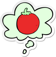 dessin animé tomate avec pensée bulle comme une imprimé autocollant png