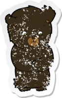 retro distressed sticker of a cute cartoon black bear png