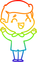 Regenbogen Gradient Linie Zeichnung von ein Karikatur Lachen Mann png