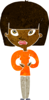 desenho animado mulher gesticulando às ela mesma png