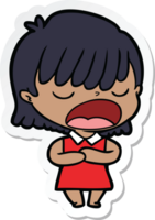 sticker of a cartoon woman talking loudly png