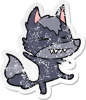 distressed sticker of a angry wolf cartoon png