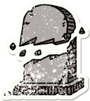 distressed sticker tattoo in traditional style of a broken grave stone png