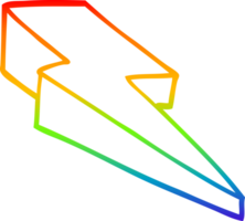 rainbow gradient line drawing of a cartoon decorative lightning bolt png