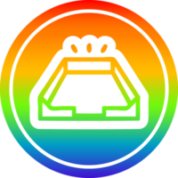 leeren im Tablett kreisförmig Symbol mit Regenbogen Gradient Fertig png