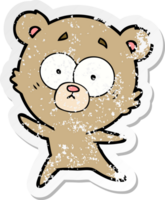 distressed sticker of a anxious bear cartoon png