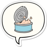 cartoon canned fish with speech bubble sticker png