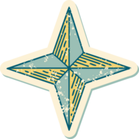 iconic distressed sticker tattoo style image of a star png