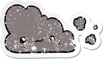 verontruste sticker van een schattige cartoonwolk png