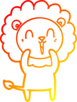 warm gradient line drawing of a laughing lion cartoon png