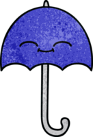 retro Grunge Textur Karikatur von ein Regenschirm png