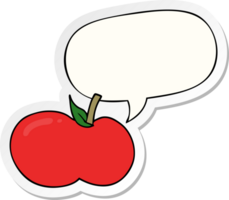 dibujos animados manzana con habla burbuja pegatina png