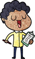 laughing cartoon man with clipboard and pen png