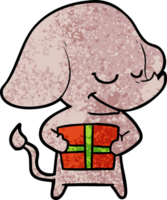 cartoon smiling elephant with present png