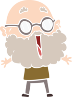 flat color style cartoon joyful man with beard png